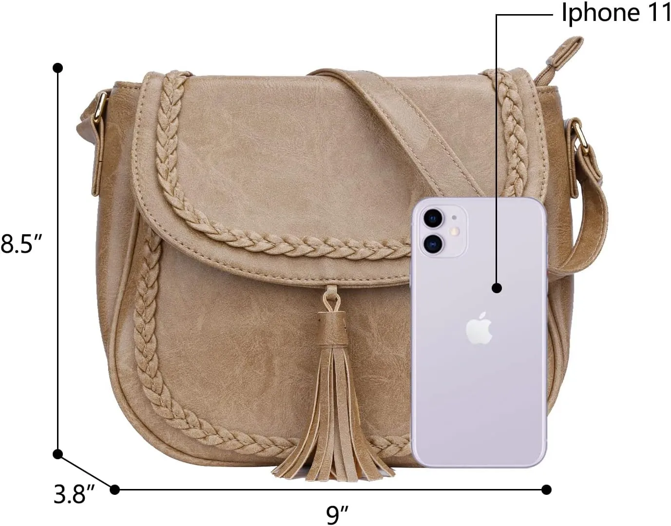 KKXIU Casual Flap Saddle Crossbody Bags for Women Purses and Handbags with Tassel