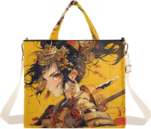 Knight Anime Women's Tote Bag Corduroy Cloth Handbag Purse with Detachable Strap Small Size