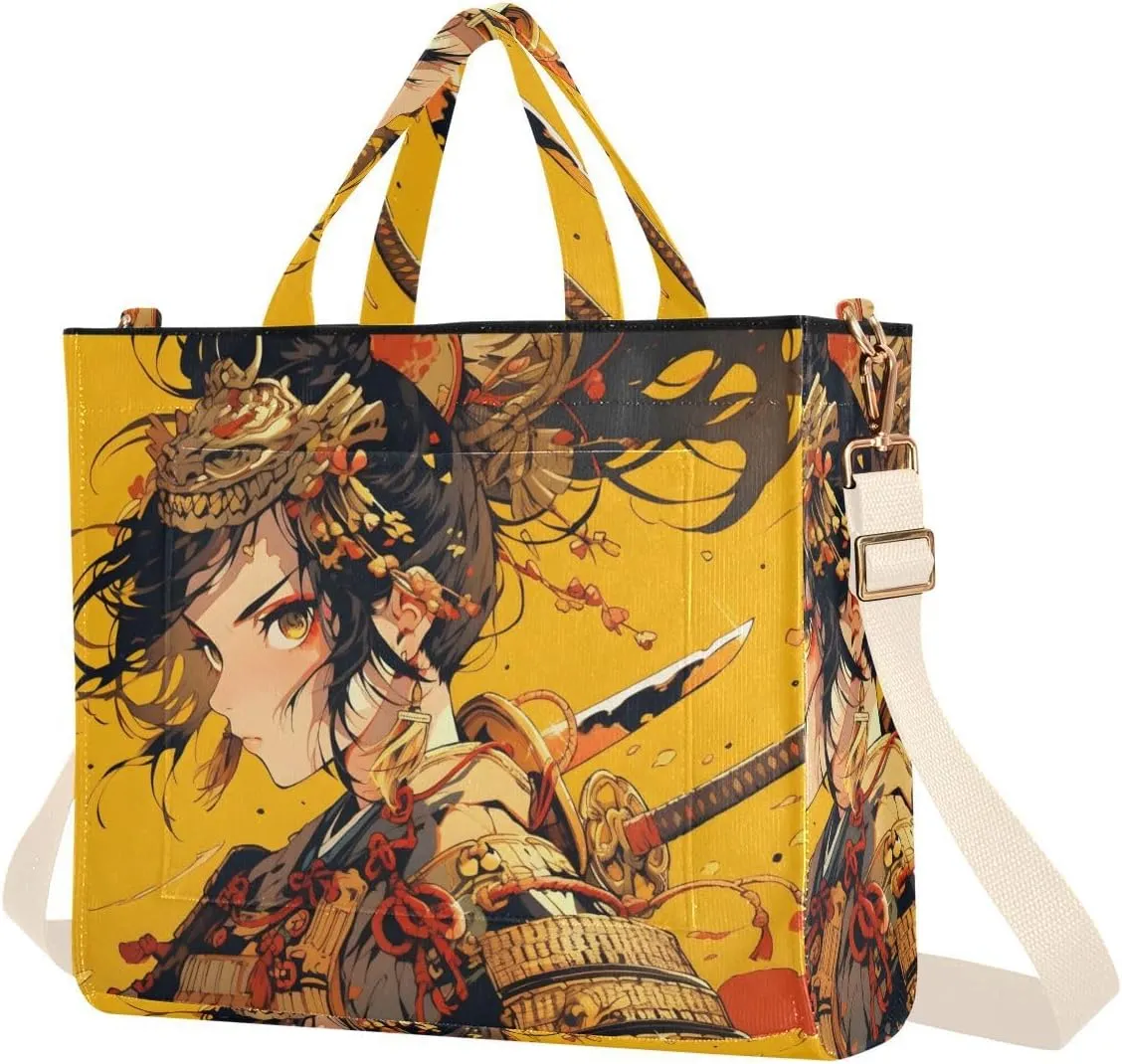 Knight Anime Women's Tote Bag Corduroy Cloth Handbag Purse with Detachable Strap Small Size