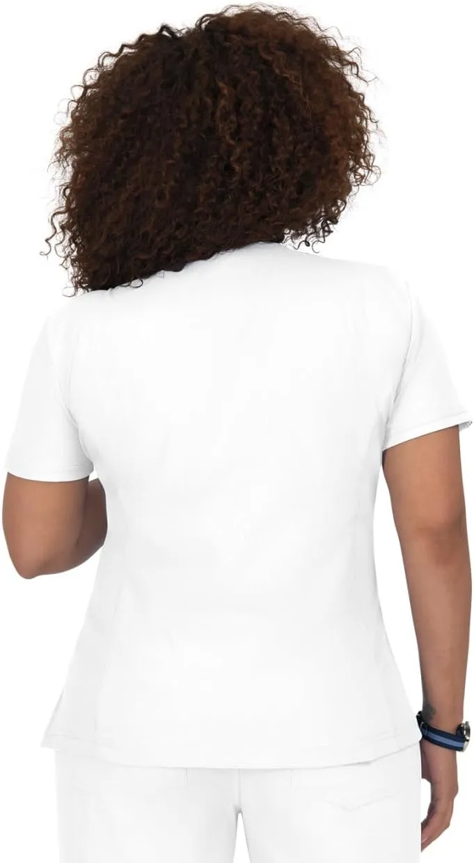 KOI Lite Women's Philosophy Mock Wrap Side Zipper Solid Scrub Top
