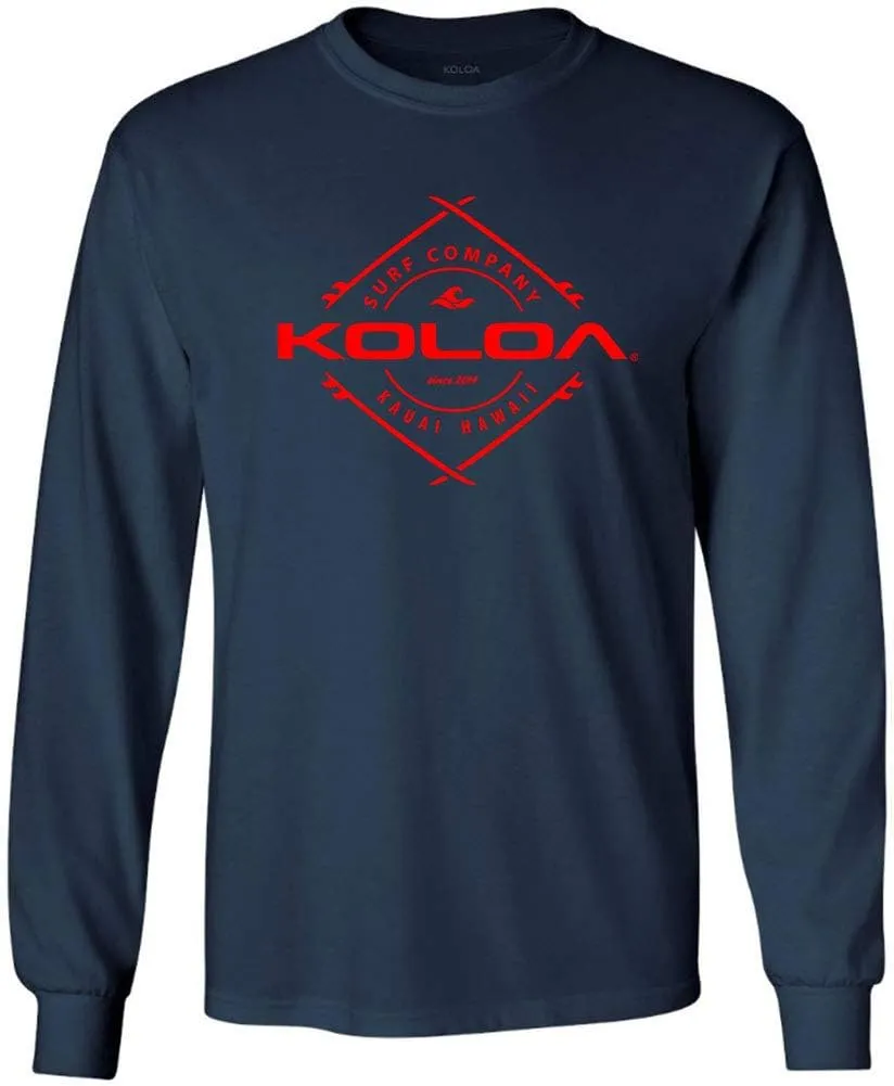 Koloa Surf Mens Diamond Boards Logo Long Sleeve Heavy Tee in Big and Tall Sizes
