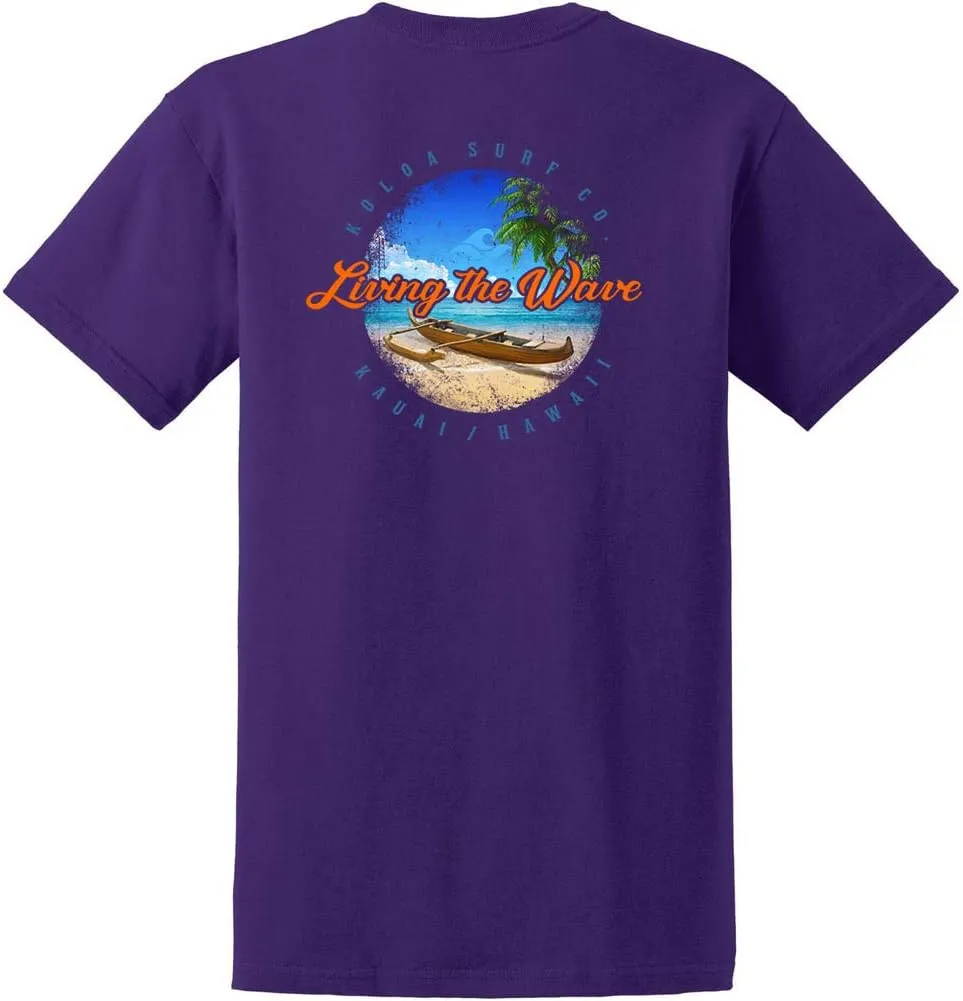 Koloa Surf Mens Outrigger Canoe Logo Heavy Cotton T-Shirt