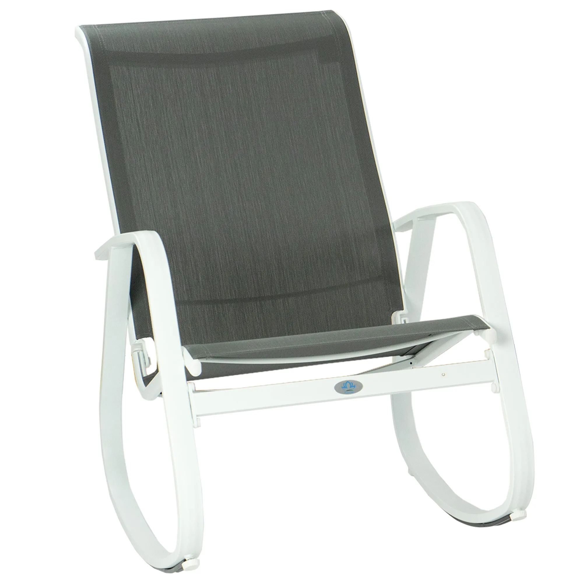 Kozyard Outdoor Contemporary Patio Rocking Sling Chair with Powder Coated Aluminum Frame and Weather Resistant and Breathable Mesh Fabric, Perfect for Patio, Porch, Yard, Garden
