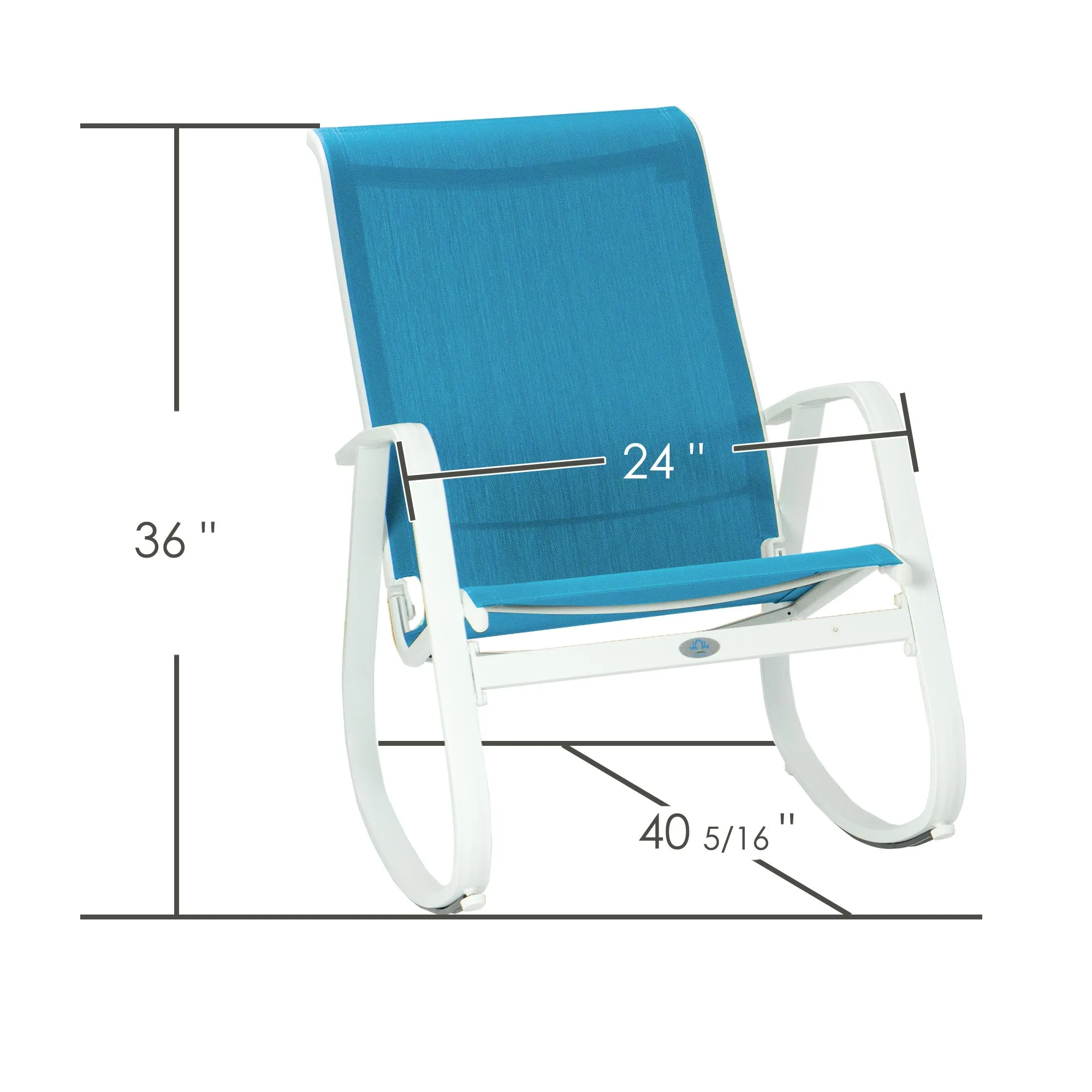 Kozyard Outdoor Contemporary Patio Rocking Sling Chair with Powder Coated Aluminum Frame and Weather Resistant and Breathable Mesh Fabric, Perfect for Patio, Porch, Yard, Garden