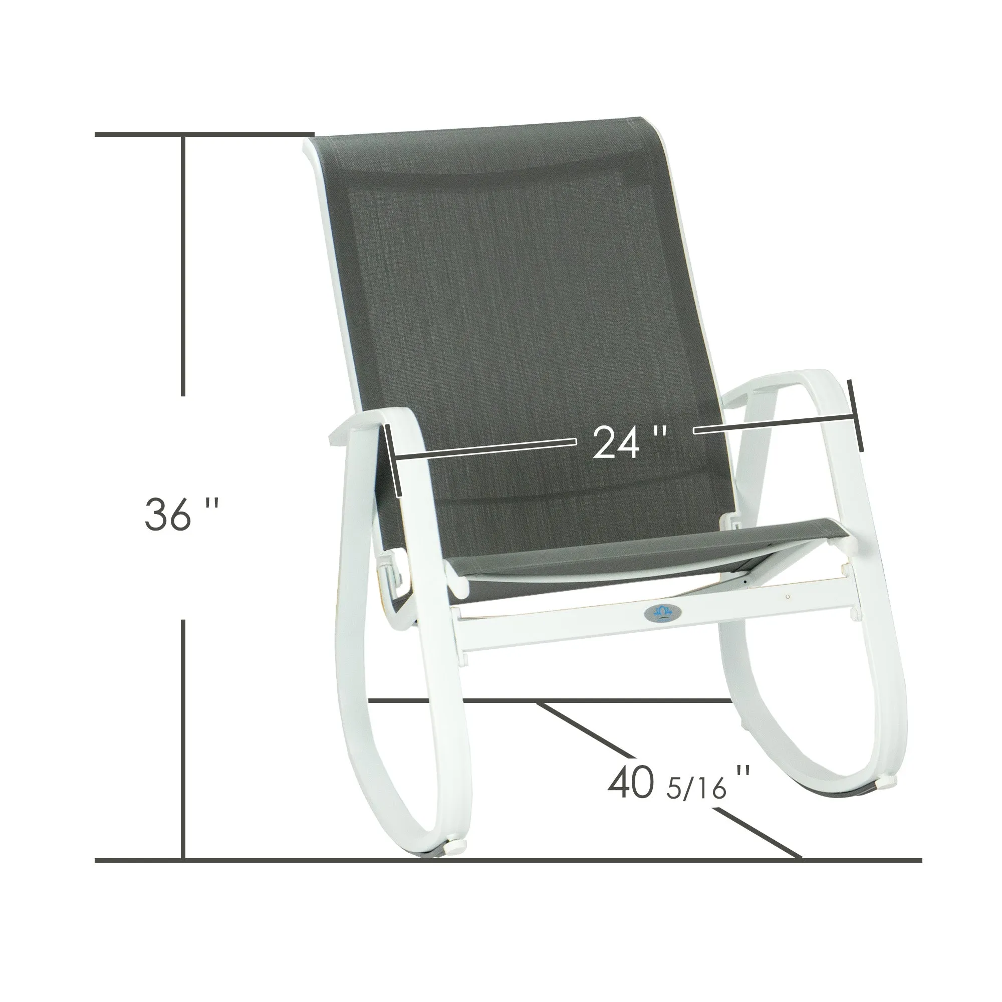 Kozyard Outdoor Contemporary Patio Rocking Sling Chair with Powder Coated Aluminum Frame and Weather Resistant and Breathable Mesh Fabric, Perfect for Patio, Porch, Yard, Garden