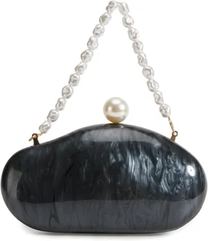 Ladies' Acrylic Shell-shaped Handbag Chic Evening Clutch Bag Paired With A Baroque Irregular Pearl Chain Strap