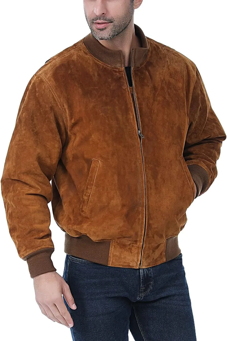 Landing Leathers Men WWII Suede Leather Tanker Jacket (Also available in Big & Tall)