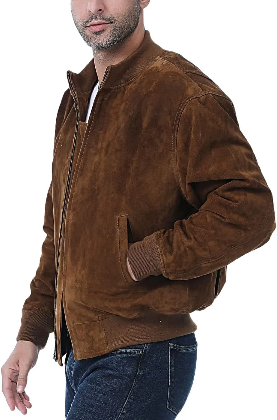 Landing Leathers Men WWII Suede Leather Tanker Jacket (Also available in Big & Tall)