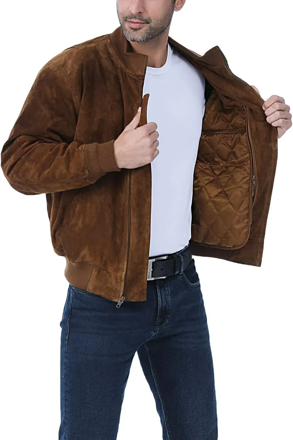 Landing Leathers Men WWII Suede Leather Tanker Jacket (Also available in Big & Tall)