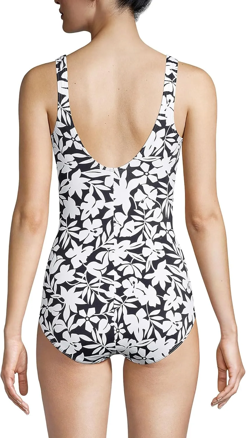 Lands' End Women's Chlorine Resistant Soft Cup Tugless Sporty One Piece Swimsuit