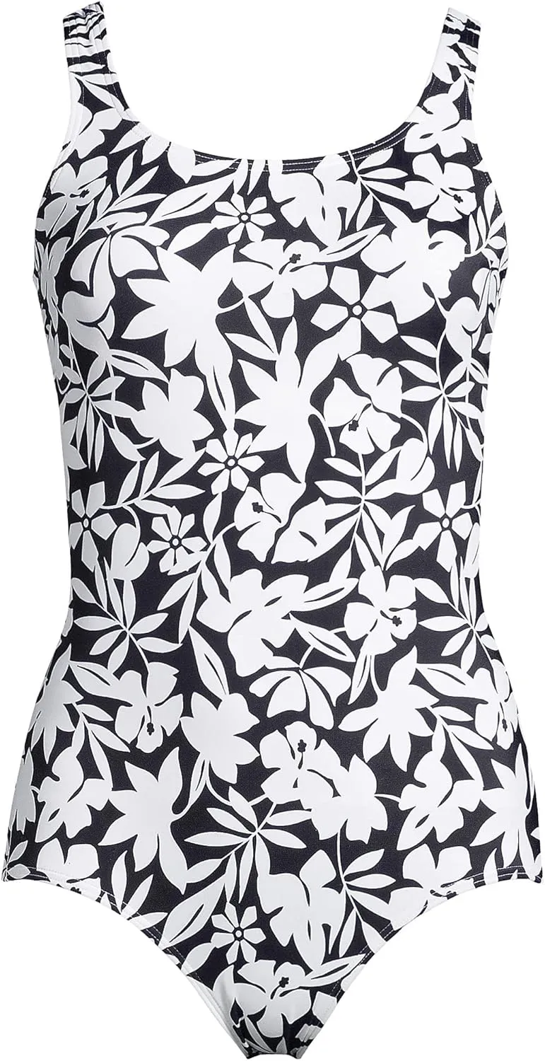 Lands' End Women's Chlorine Resistant Soft Cup Tugless Sporty One Piece Swimsuit