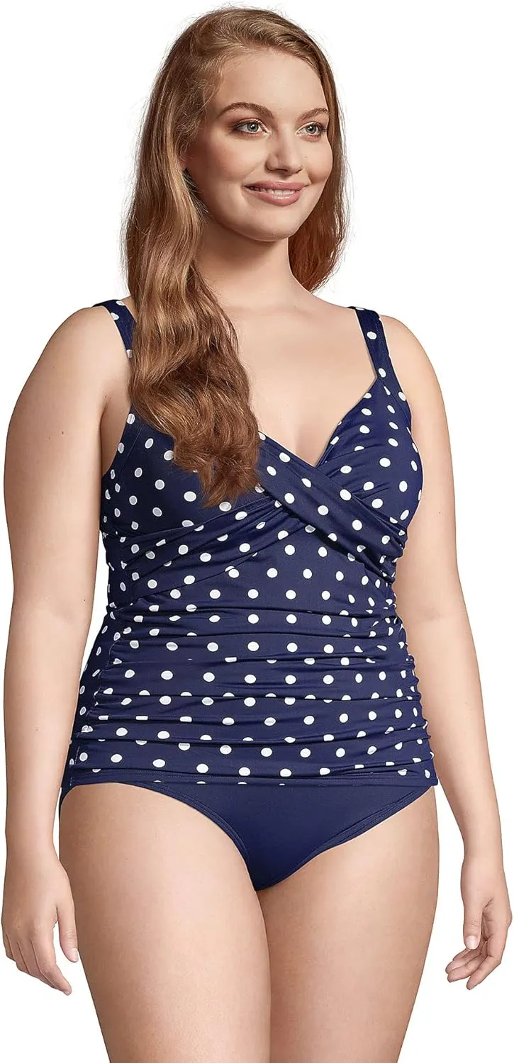 Lands' End Women's Chlorine Resistant Wrap Tankini Swimsuit Top