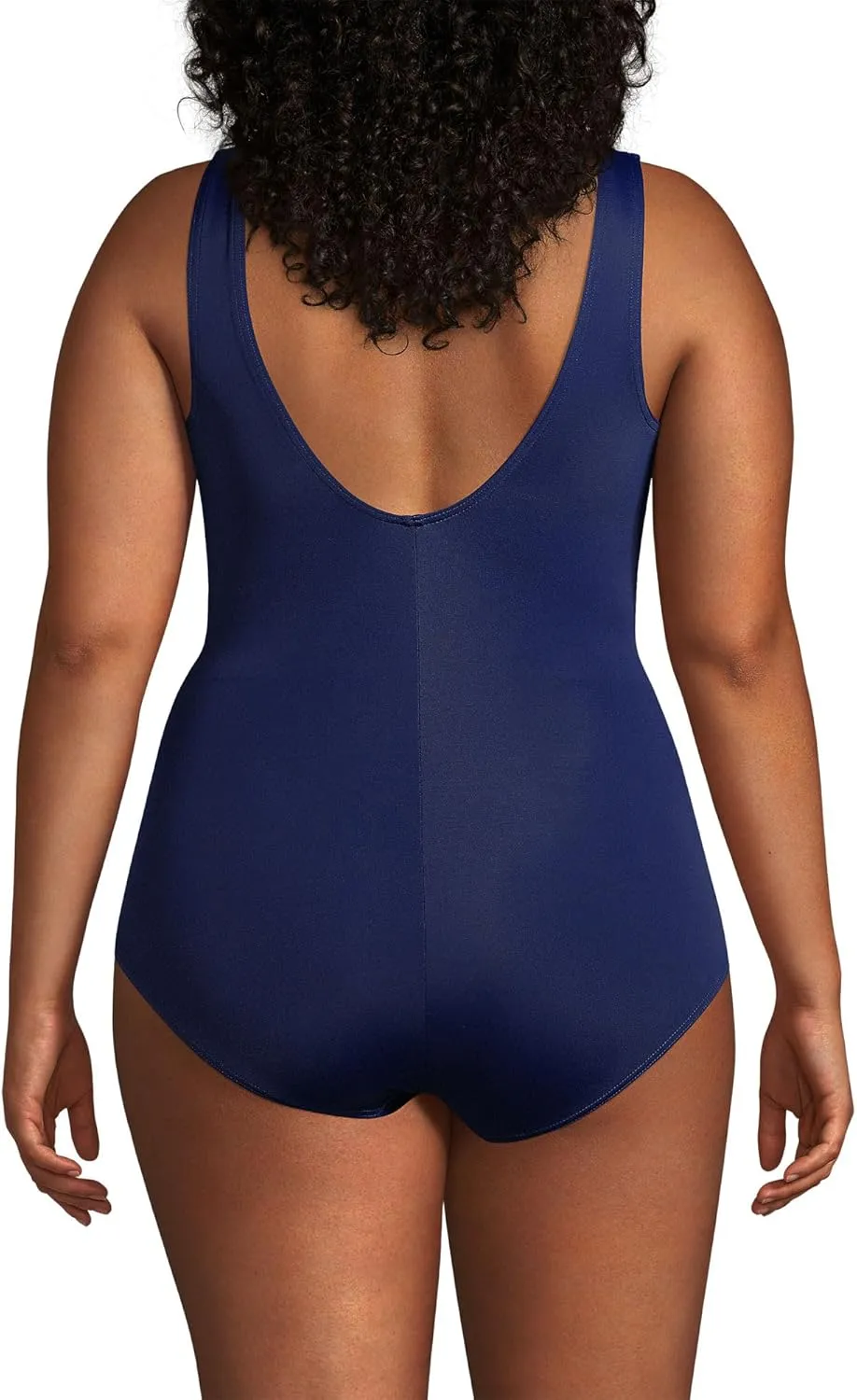 Lands' End Women's Tummy Control Chlorine Resistant Scoop Neck Soft Cup Tugless Sporty One Piece Swimsuit