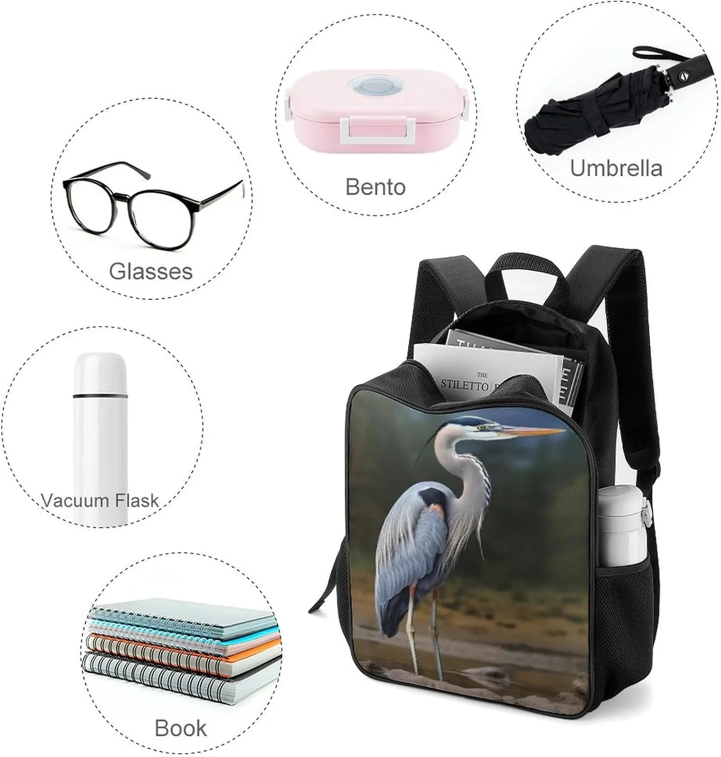 Laptop Backpack for Travel Daypack Heron Computer Bag Work Back Pack Laptop Bag Casual Nurse Bag