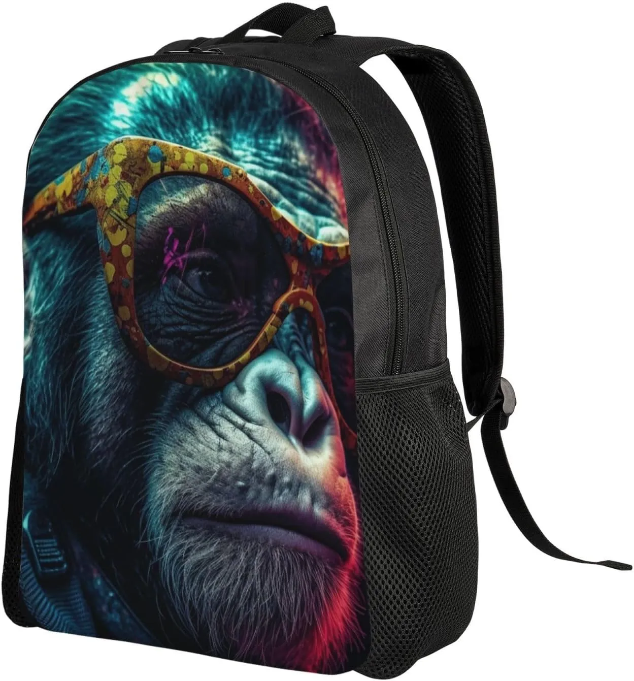 Laptop Backpack for Women Men Carry-on Backpack Gorilla Wearing Glasses Daypack Lightweight Travel Shoulder Bags