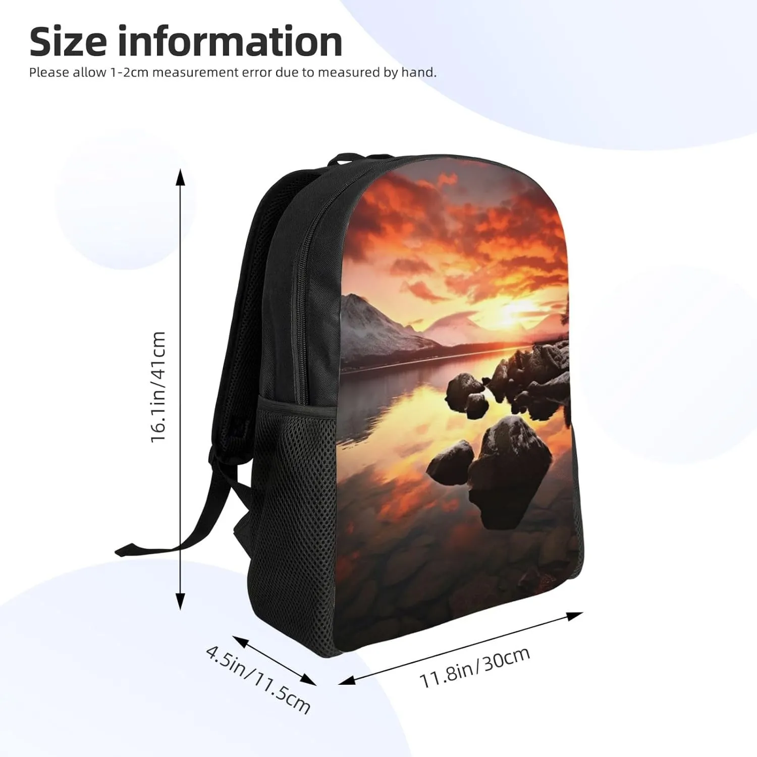 Laptop Backpack for Women Men Carry-on Backpack Rock and Lake Under Sunset Daypack Lightweight Travel Shoulder Bags