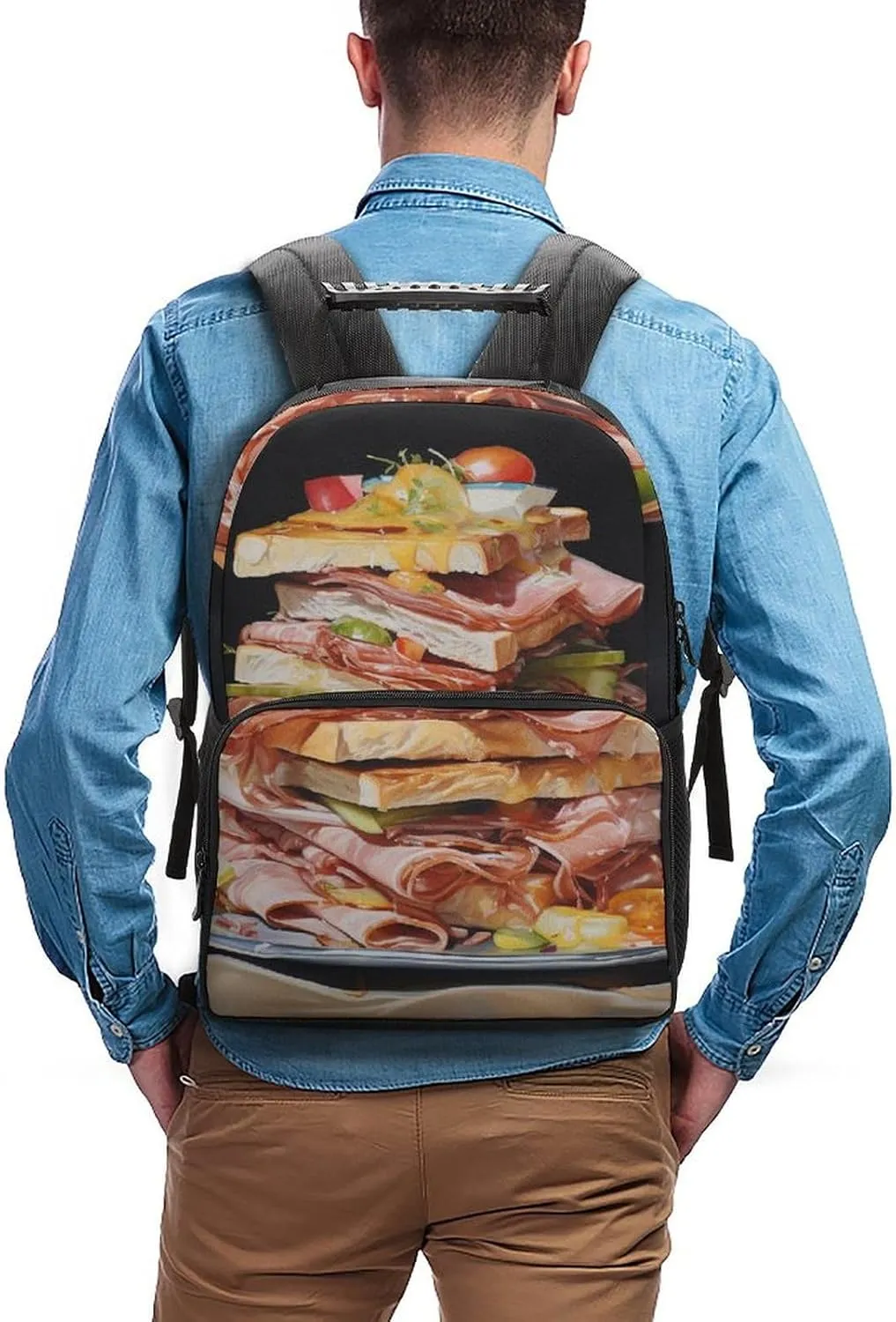 Laptop Backpack Ham Toast Daypack Computer Bag Travel Laptop Bag Casual Nurse Bag for Women Men