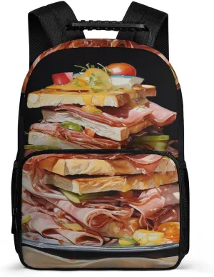 Laptop Backpack Ham Toast Daypack Computer Bag Travel Laptop Bag Casual Nurse Bag for Women Men