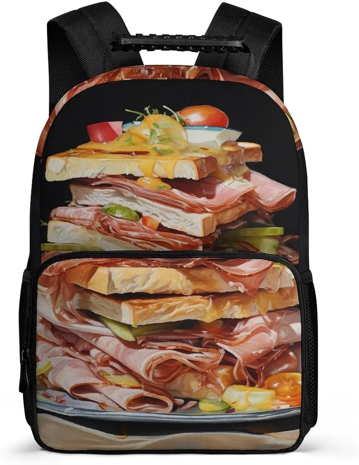 Laptop Backpack Ham Toast Daypack Computer Bag Travel Laptop Bag Casual Nurse Bag for Women Men