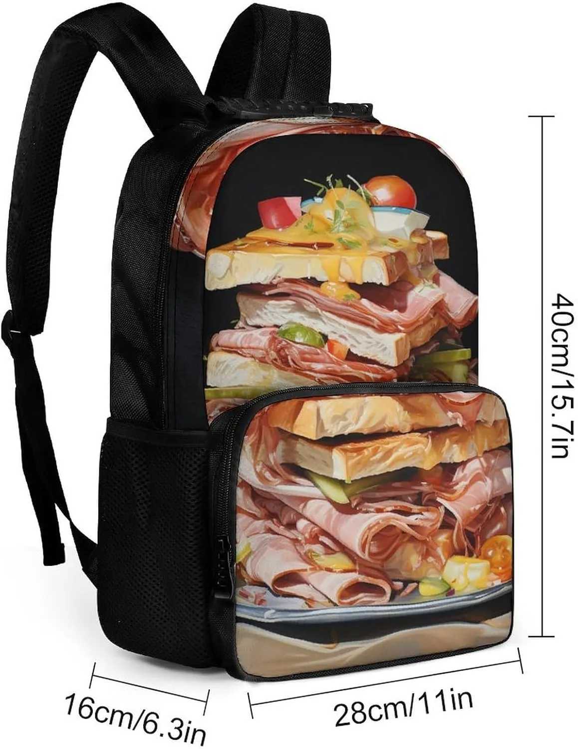 Laptop Backpack Ham Toast Daypack Computer Bag Travel Laptop Bag Casual Nurse Bag for Women Men