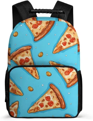 Laptop Backpack Light Blue Pizza Slice Daypack Computer Bag Travel Laptop Bag Casual Nurse Bag for Women Men