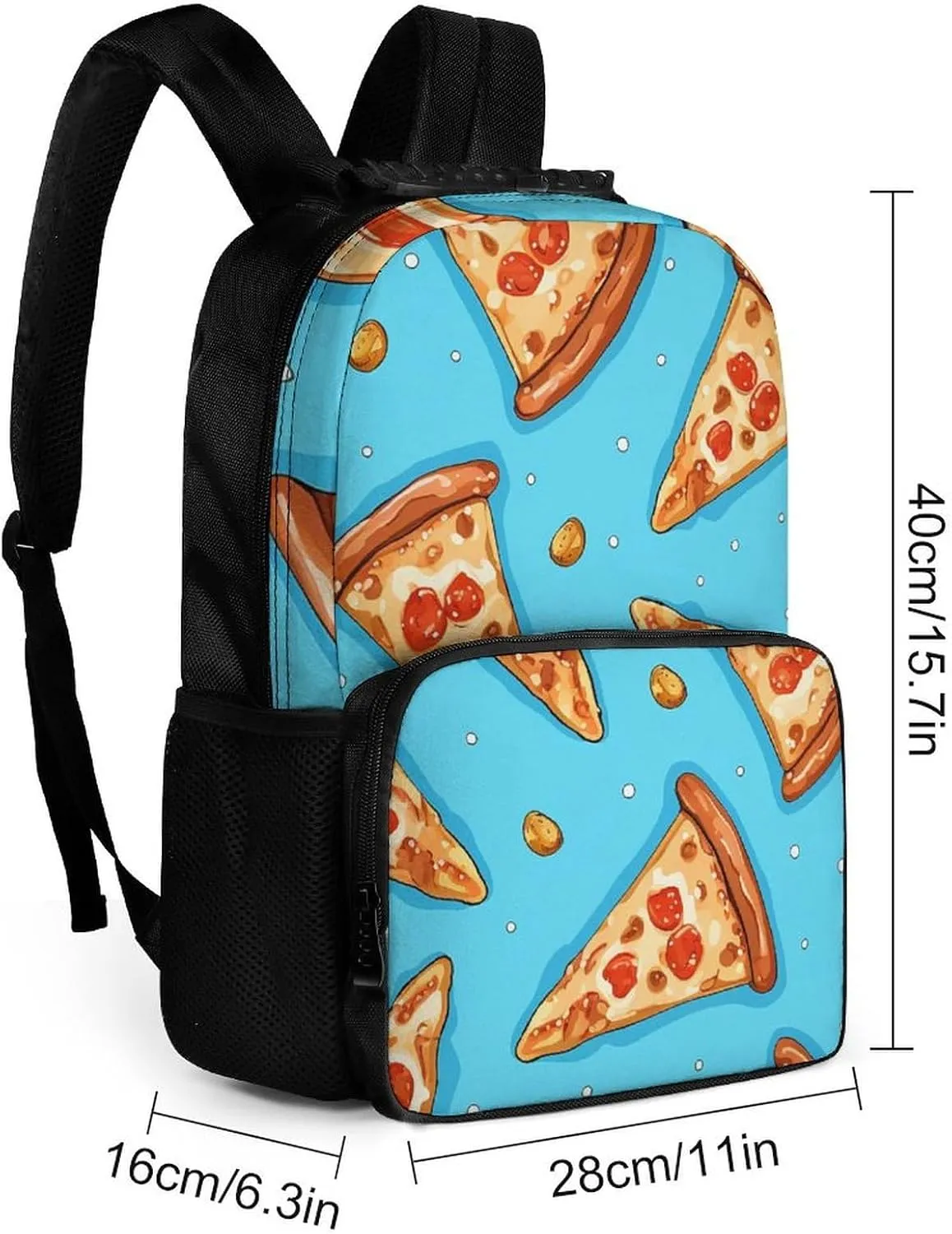 Laptop Backpack Light Blue Pizza Slice Daypack Computer Bag Travel Laptop Bag Casual Nurse Bag for Women Men