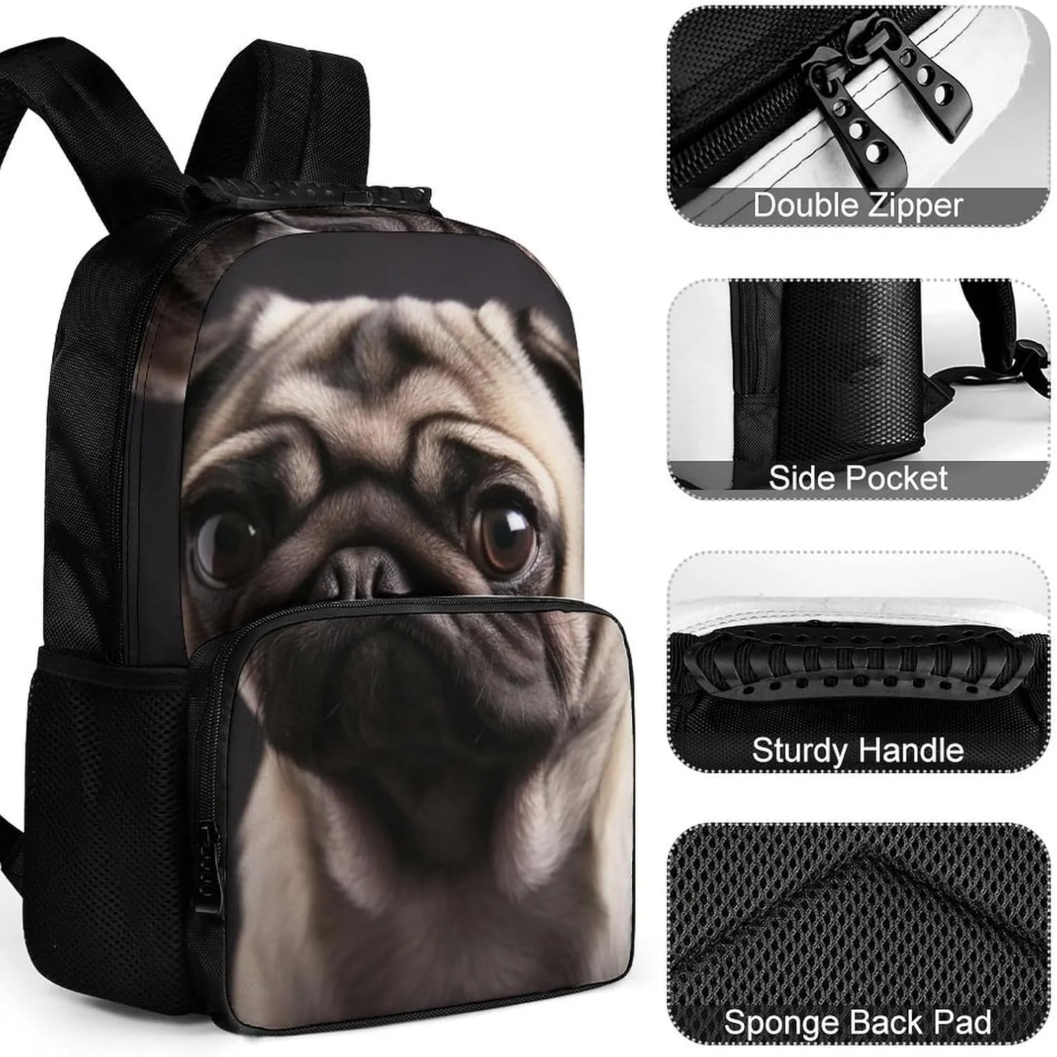 Laptop Backpack Pug Daypack Computer Bag Travel Laptop Bag Casual Nurse Bag for Women Men
