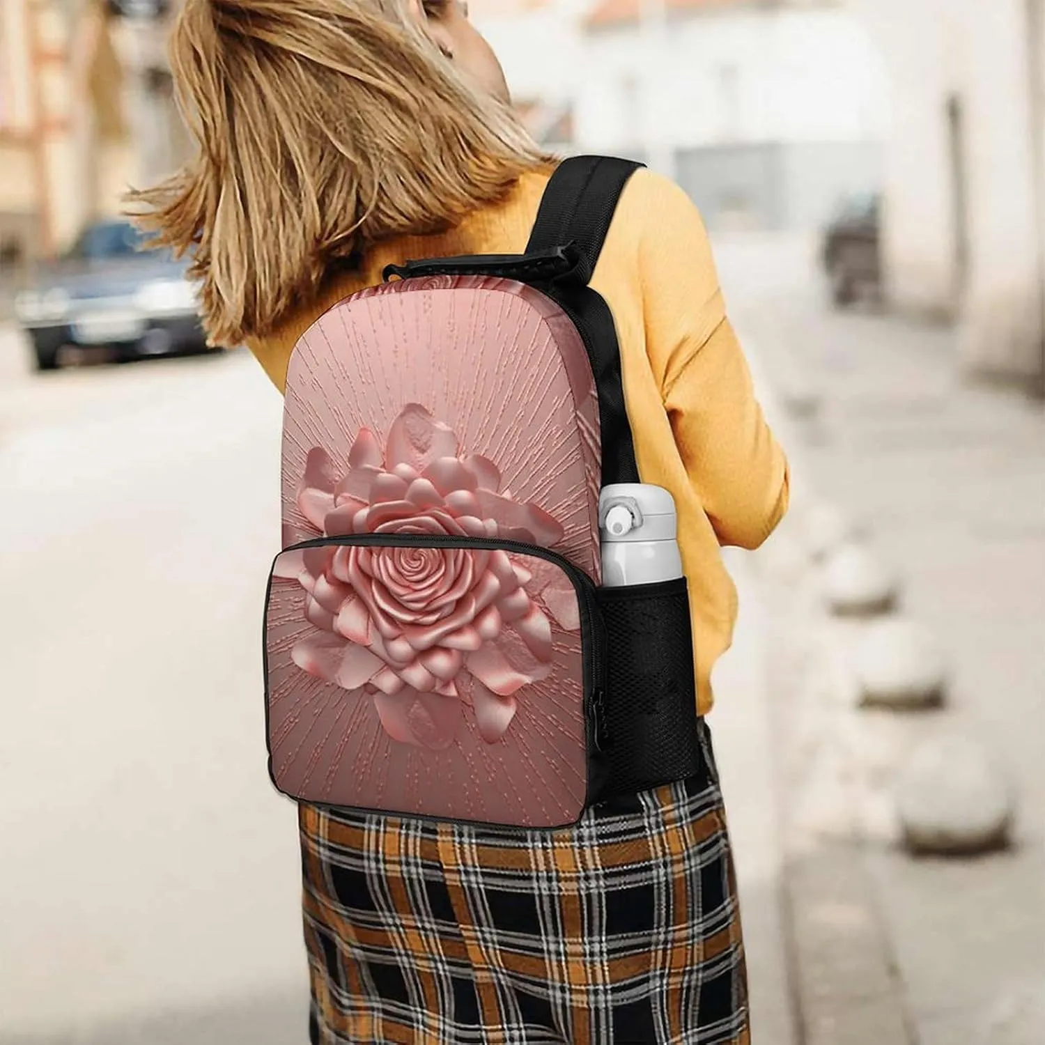 Laptop Backpack Rose Daypack Computer Bag Travel Laptop Bag Casual Nurse Bag for Women Men
