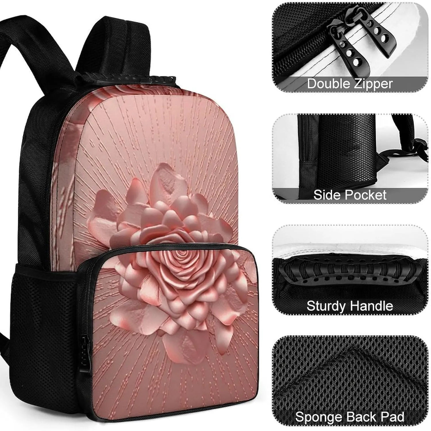 Laptop Backpack Rose Daypack Computer Bag Travel Laptop Bag Casual Nurse Bag for Women Men