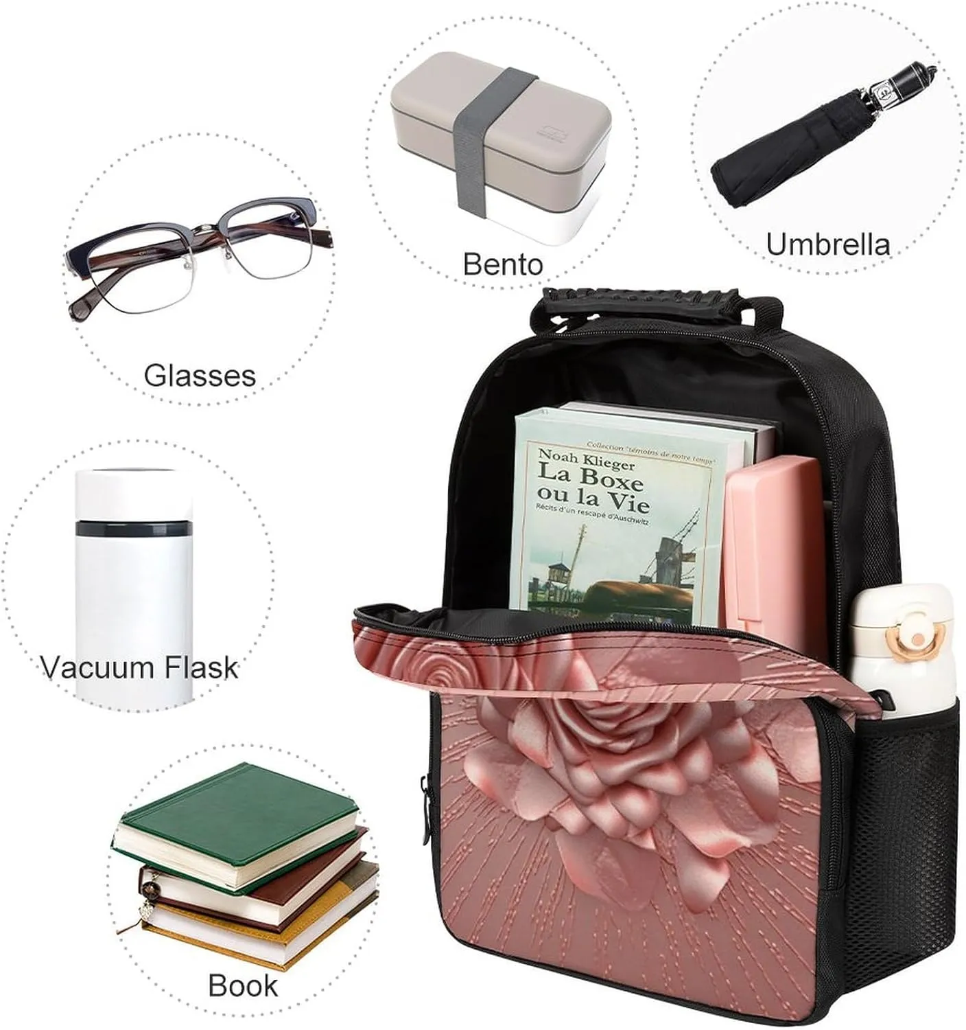 Laptop Backpack Rose Daypack Computer Bag Travel Laptop Bag Casual Nurse Bag for Women Men