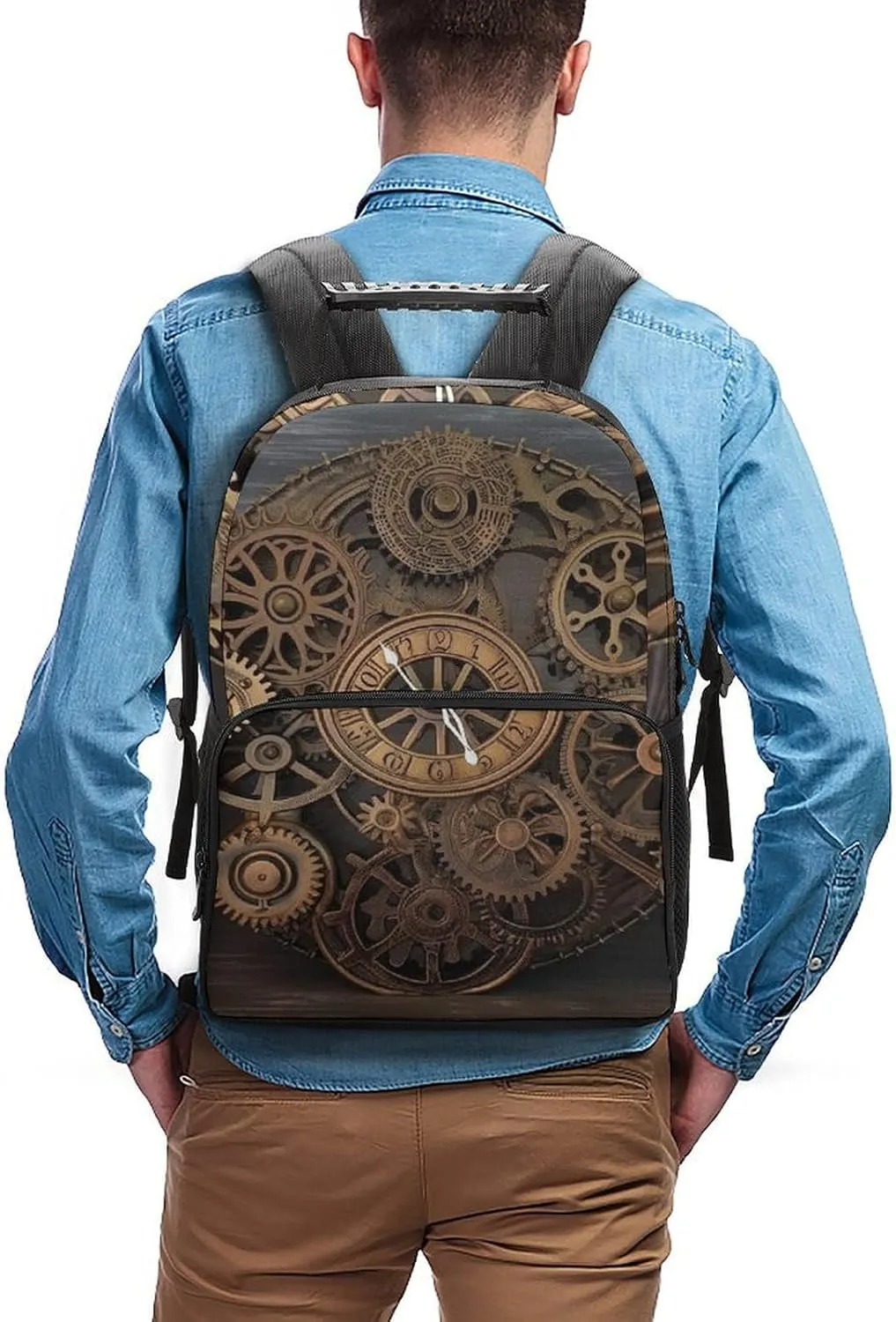 Laptop Backpack Steampunk Gears Clock Daypack Computer Bag Travel Laptop Bag Casual Nurse Bag for Women Men