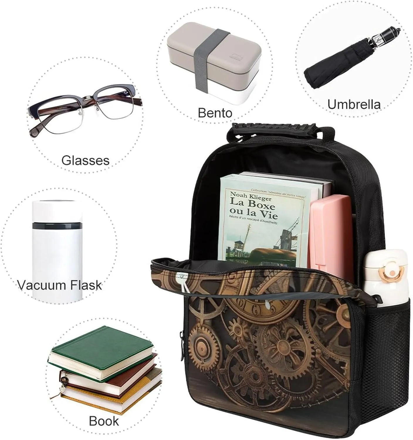 Laptop Backpack Steampunk Gears Clock Daypack Computer Bag Travel Laptop Bag Casual Nurse Bag for Women Men