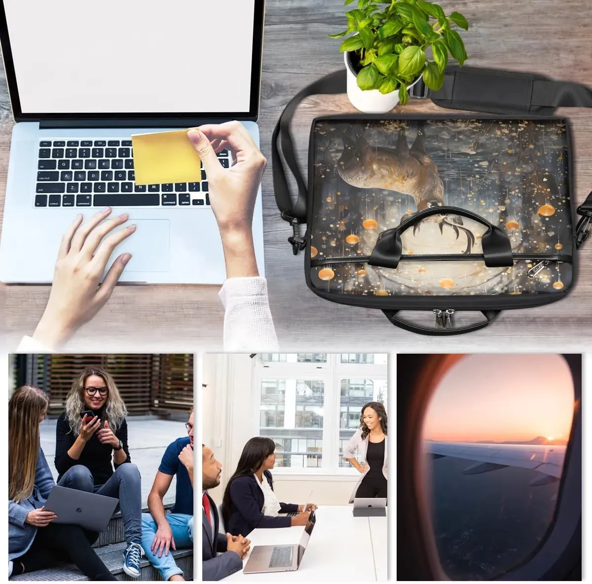 Laptop Shoulder Bag Computer Bag 13-15 Inches Laptop Carrying Case with Shoulder Strap for Women Men