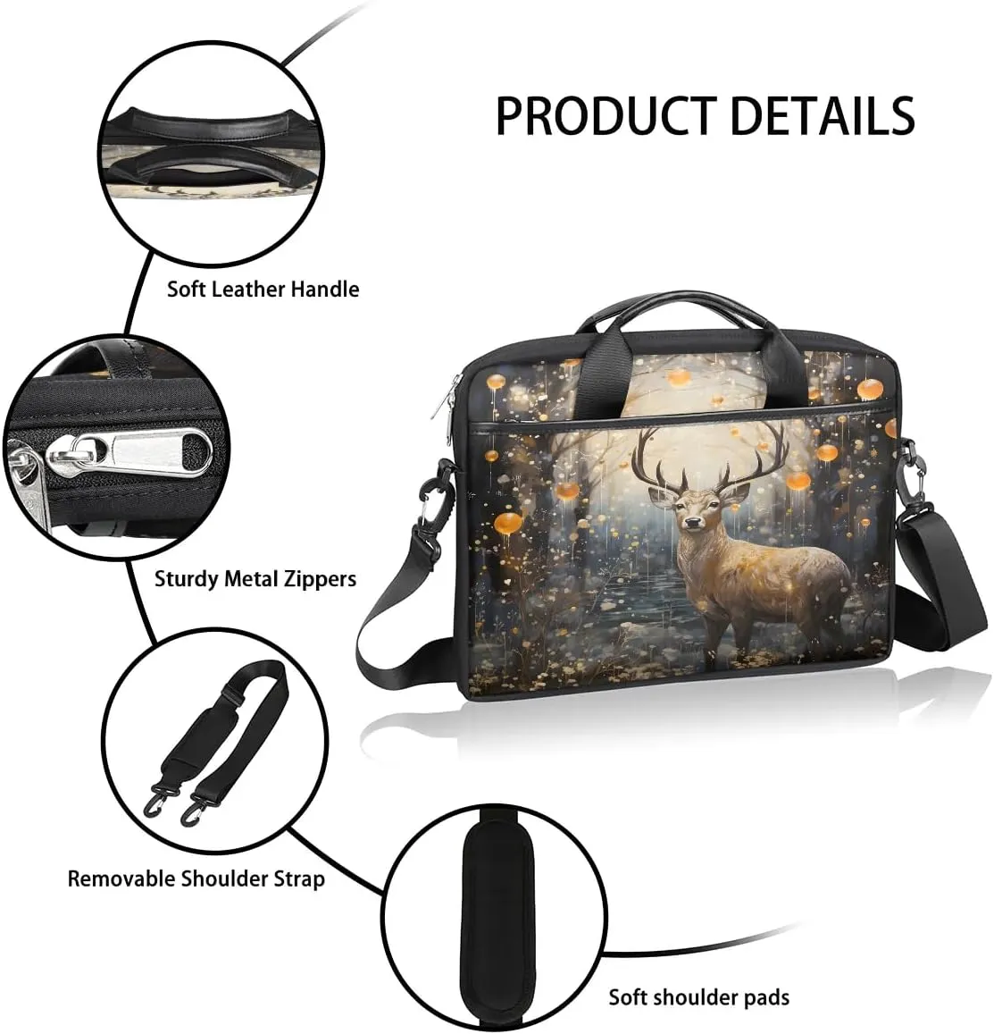 Laptop Shoulder Bag Computer Bag 13-15 Inches Laptop Carrying Case with Shoulder Strap for Women Men