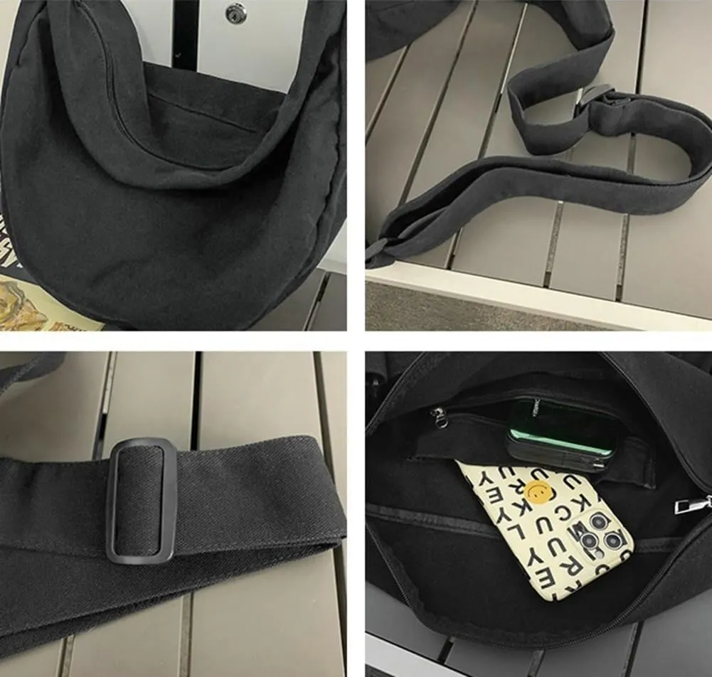 Large Canvas Tote Hobo Shoulder & Crossbody Centered Top-Handle Handbag with Pockets for Women's Work Style
