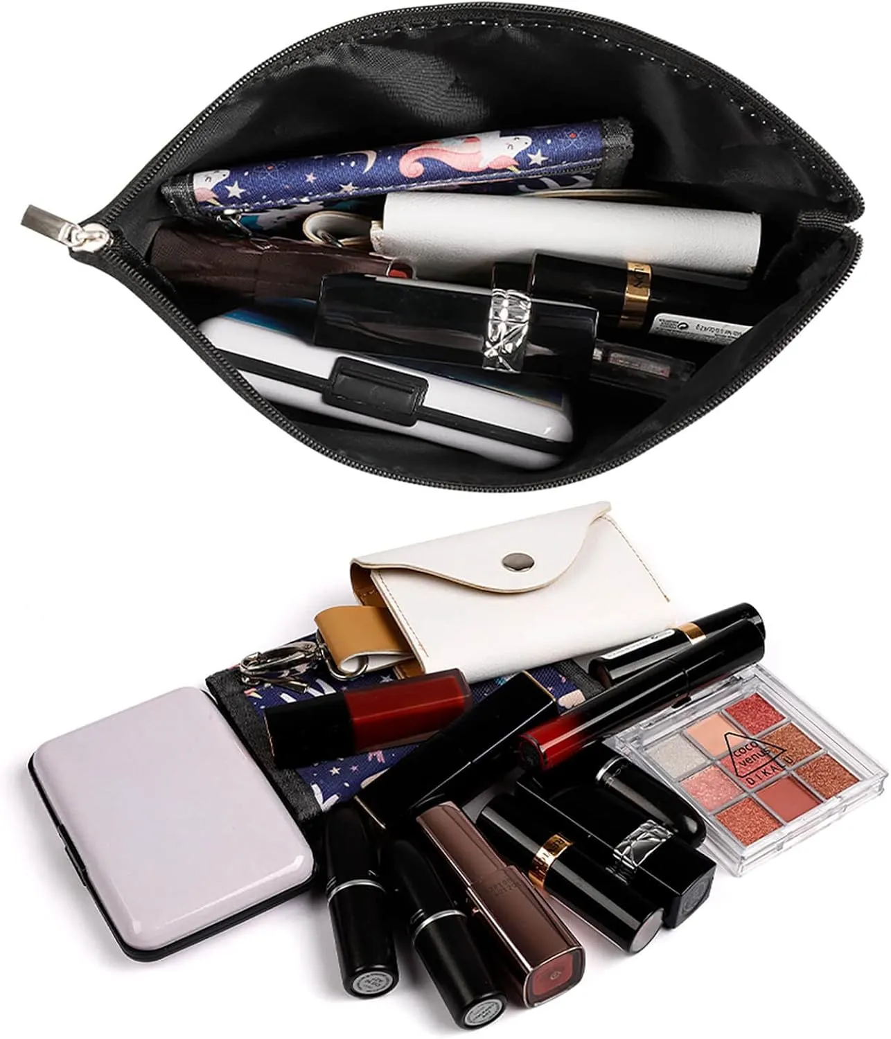 Large Capacity Makeup Bags for Women Portable Leather with Zipper Travelling Makeup Bag Army Digital Camouflage Printed