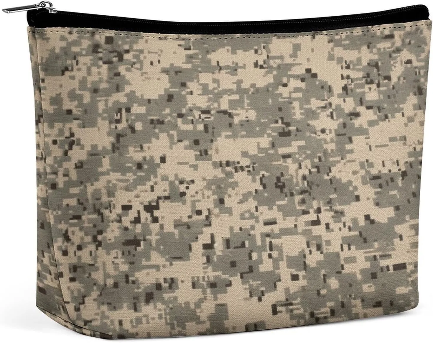 Large Capacity Makeup Bags for Women Portable Leather with Zipper Travelling Makeup Bag Army Digital Camouflage Printed