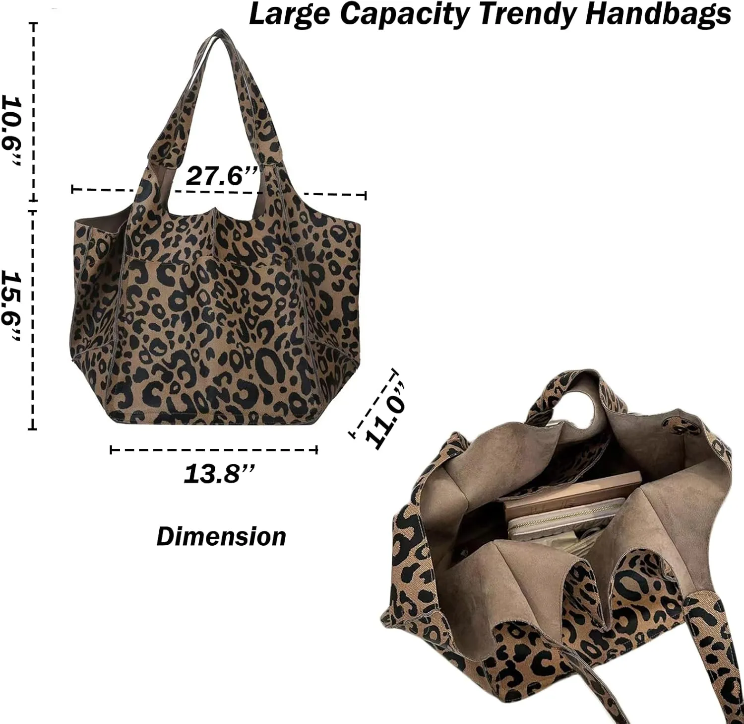 Large Tote Bag for Women Soft Leather Ladies Bucket Purse Portable Large Capacity Handbag for Gym, Travel, Work, Shopping