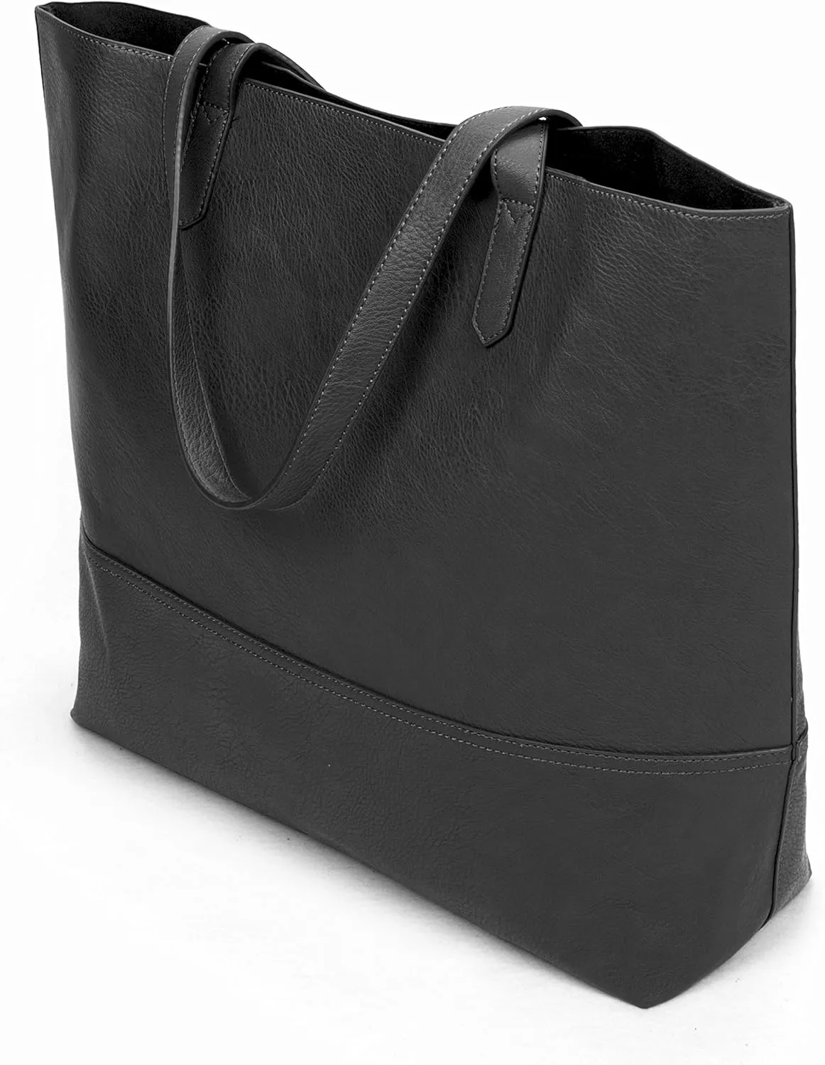 Large Vegan Leather Tote - Womens Slouchy Shoulder Bag with Open Top