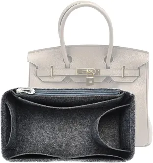 Lckaey Purse Organizer for Hermes birkin bag 35 Felt organizer insert Y013grey-L