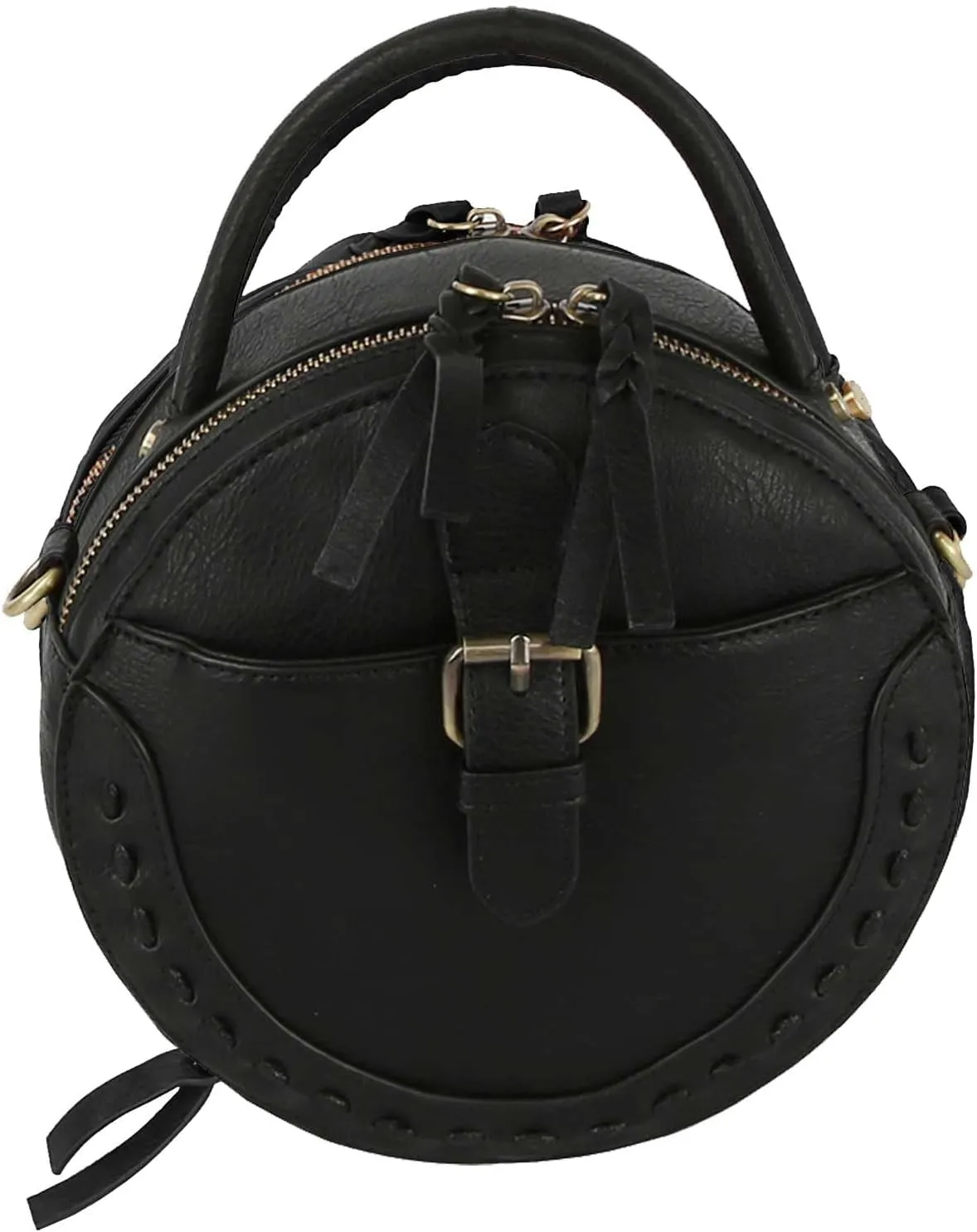 Le Miel Mini Round Tassel Charm Vegan Leather Crossbody Shoulder Sling Bag for Women