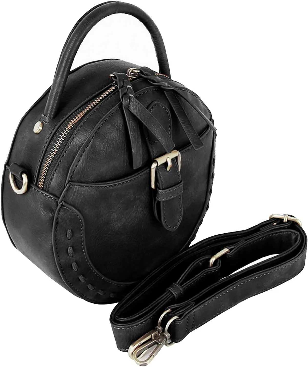 Le Miel Mini Round Tassel Charm Vegan Leather Crossbody Shoulder Sling Bag for Women