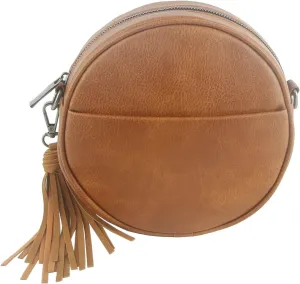 Le Miel Mini Round Tassel Charm Vegan Leather Crossbody Shoulder Sling Bag for Women