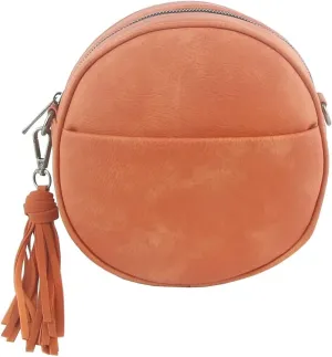Le Miel Mini Round Tassel Charm Vegan Leather Crossbody Shoulder Sling Bag for Women