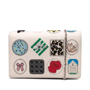Leather Patch Embellished Wallet on Chain