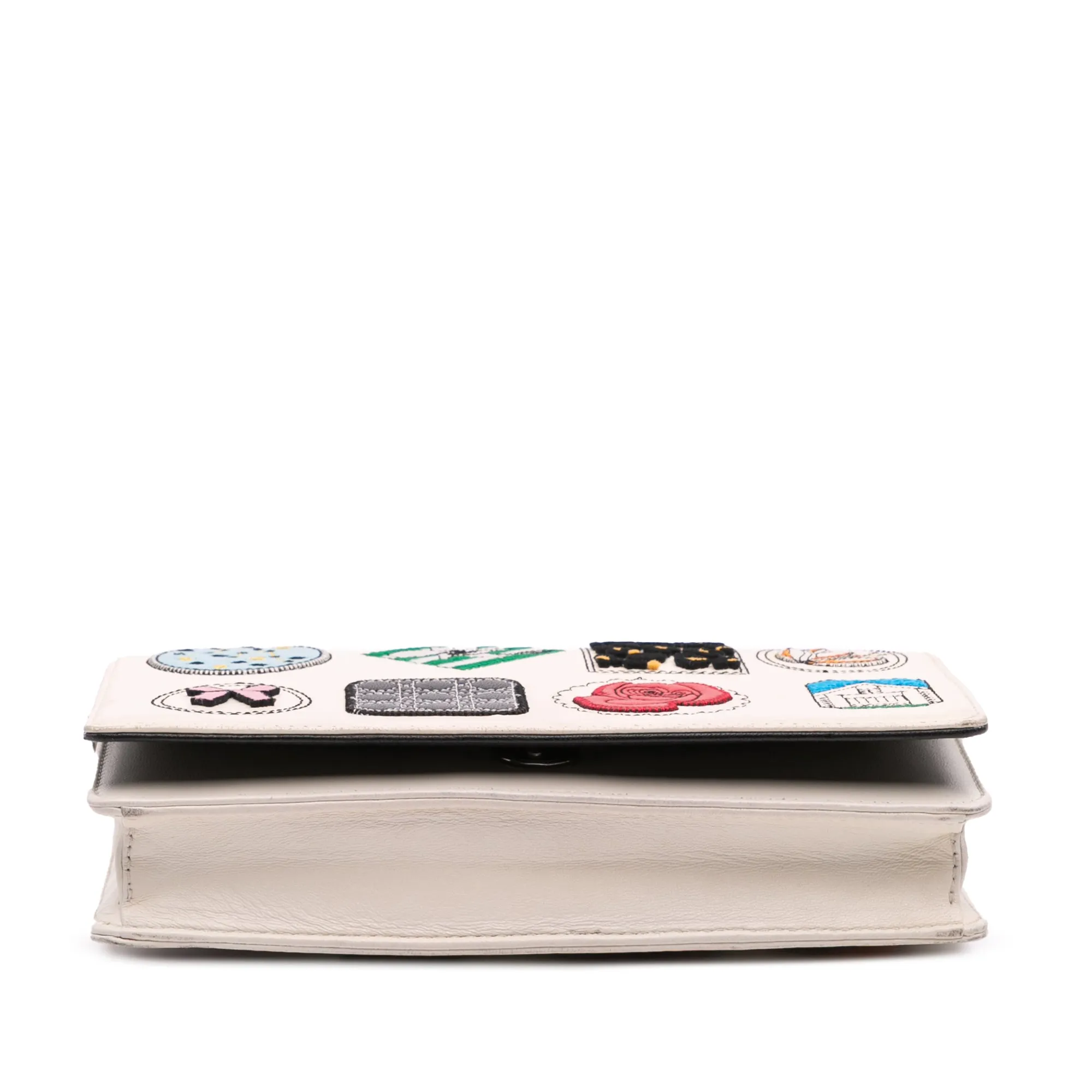 Leather Patch Embellished Wallet on Chain