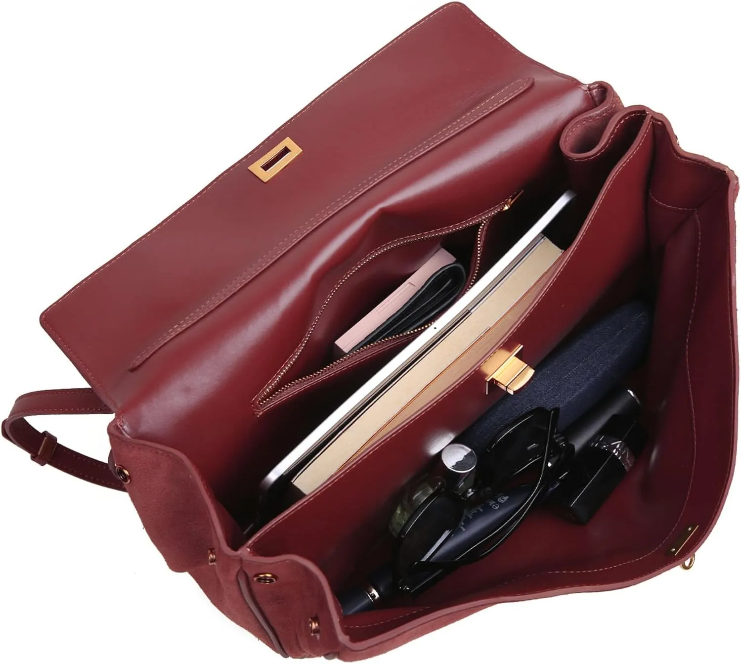 Leather Suede Tote Bag for Women: Genuine Leather Satchel Purse - Fashion Ladies Shoulder Handbag for Travel Work