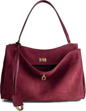 Leather Suede Tote Bag for Women: Genuine Leather Satchel Purse - Fashion Ladies Shoulder Handbag for Travel Work