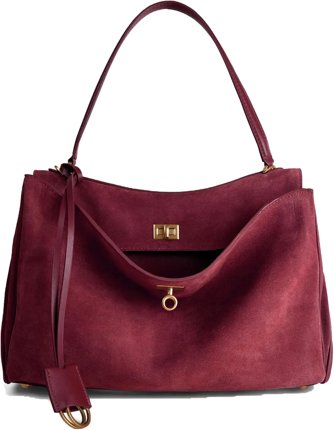 Leather Suede Tote Bag for Women: Genuine Leather Satchel Purse - Fashion Ladies Shoulder Handbag for Travel Work