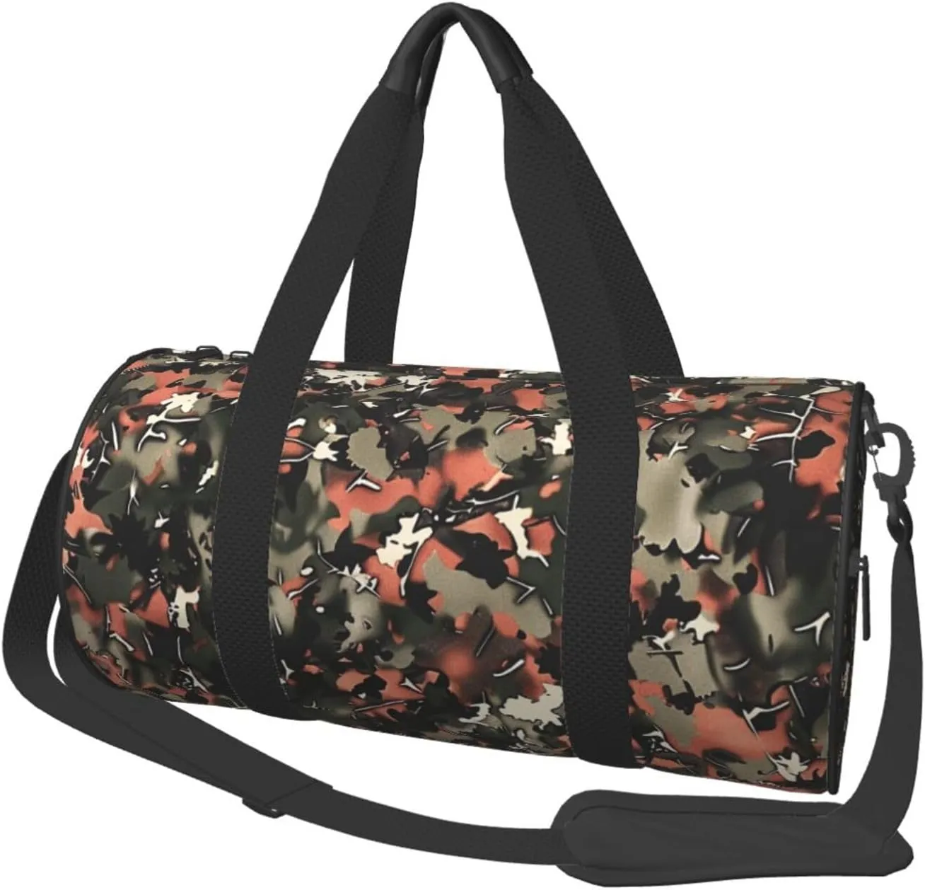 Leaves Camouflage Printed Sports Gym Bag for Men Women Foldable Duffel Bag Carry On Weekender Bag for Travel Sports